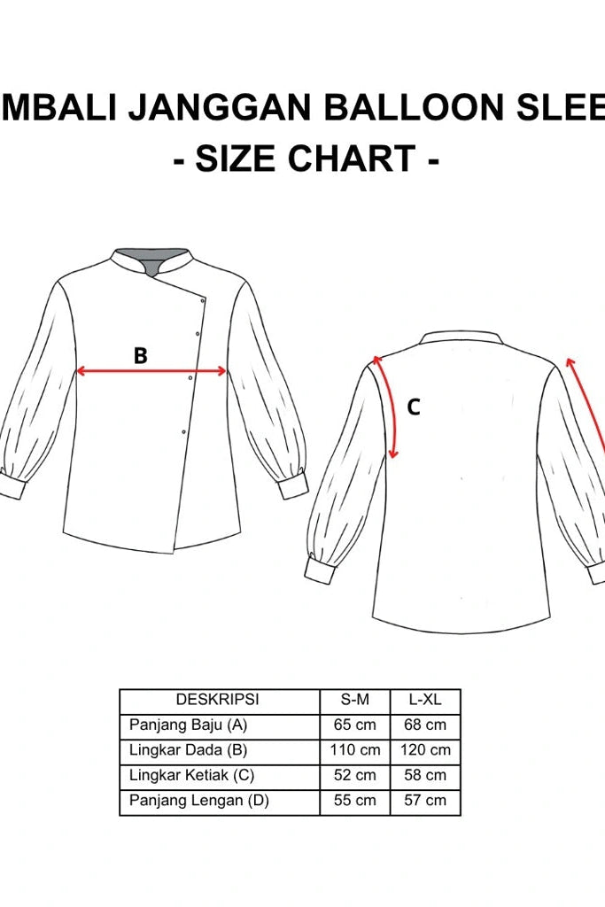 Kembali Janggan Ballon Sleeve Red - Damakara
