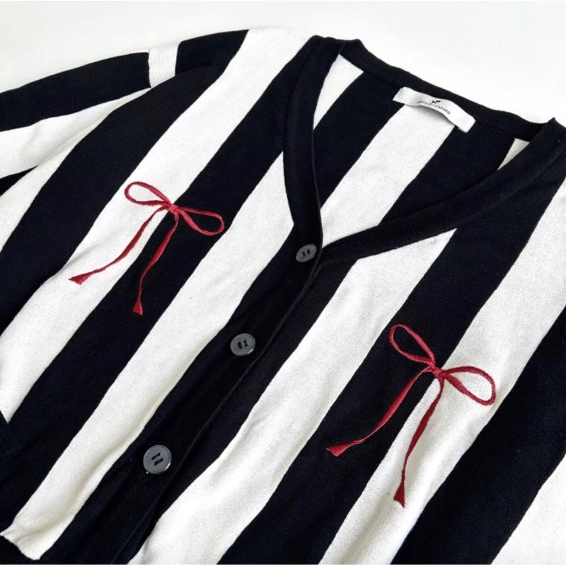 Ribbon Knit Stripes Cardigan - Argyle & Oxford