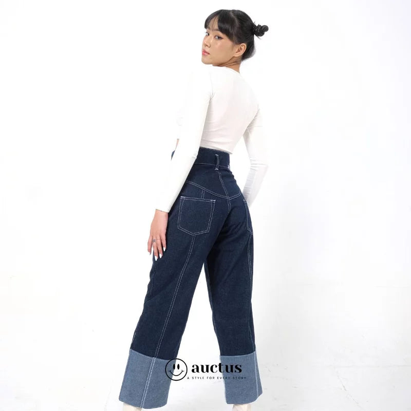 Pierre Highwaist Pants Dark Blue - The Auctus