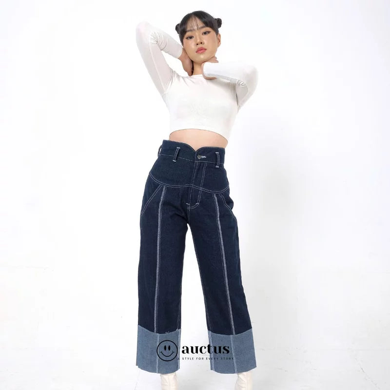 Pierre Highwaist Pants Dark Blue - The Auctus