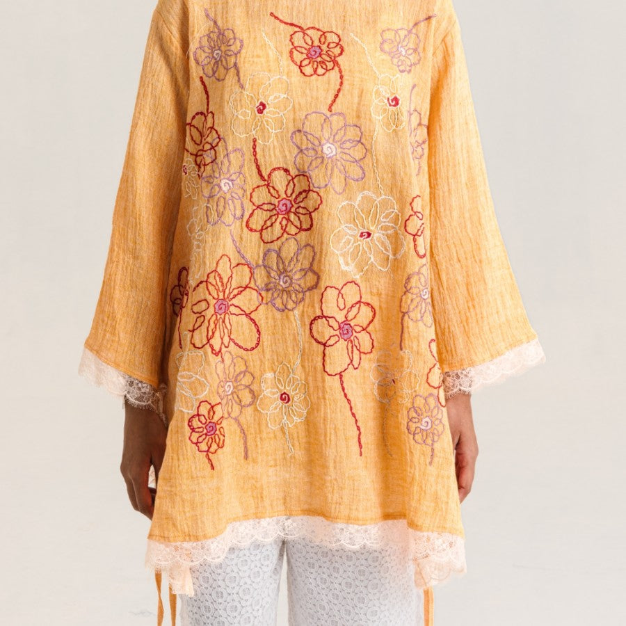 Nora Embroidery Longsleeve Orange - Toko Didiyo