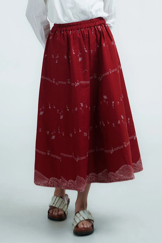Kembali Panel Skirt Red - Damakara
