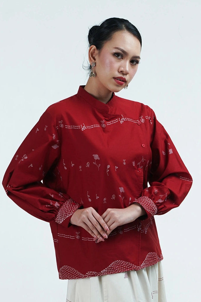 Kembali Janggan Ballon Sleeve Red - Damakara