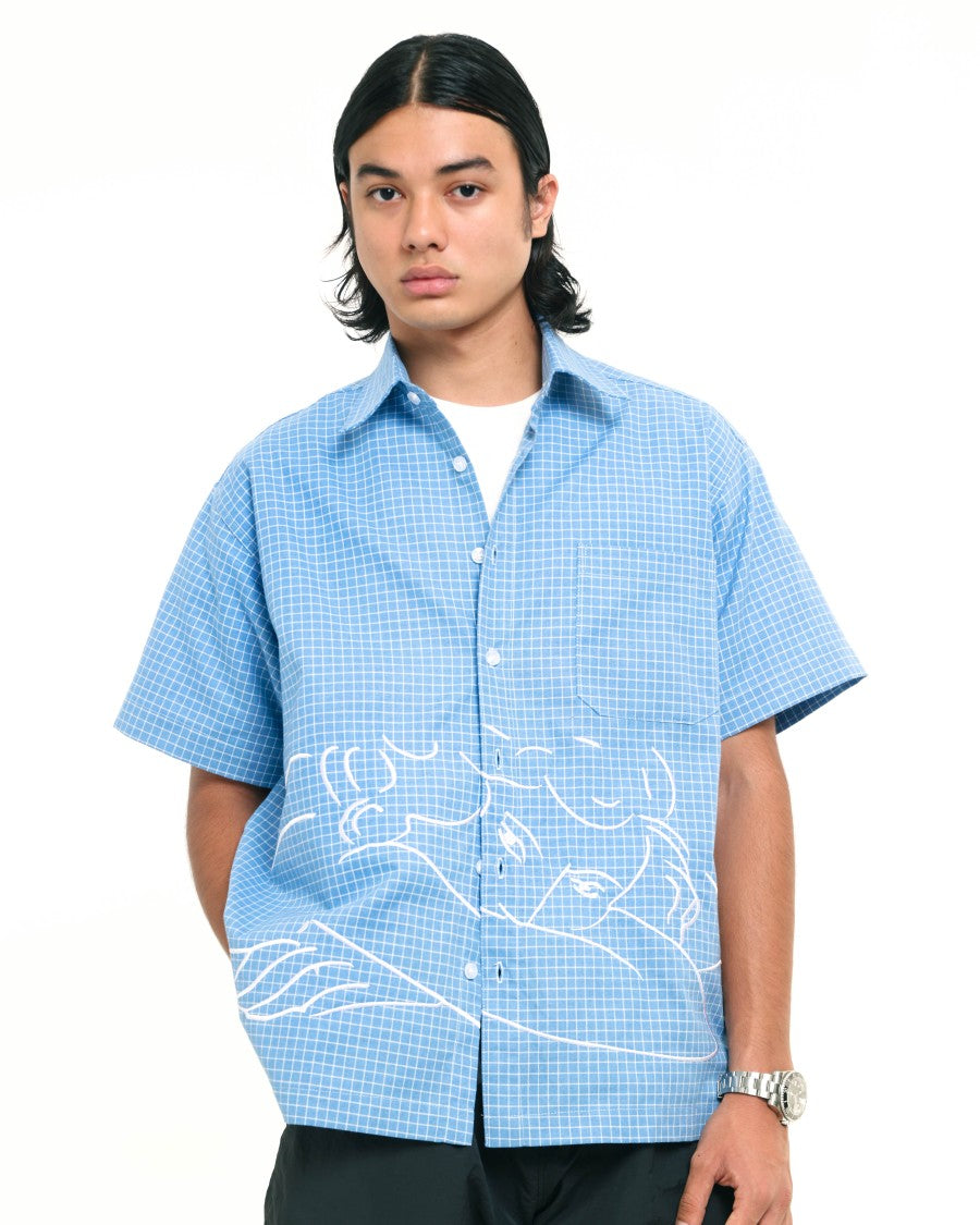 Lay Gingham Short Sleeve Shirt Blue - Better Goods