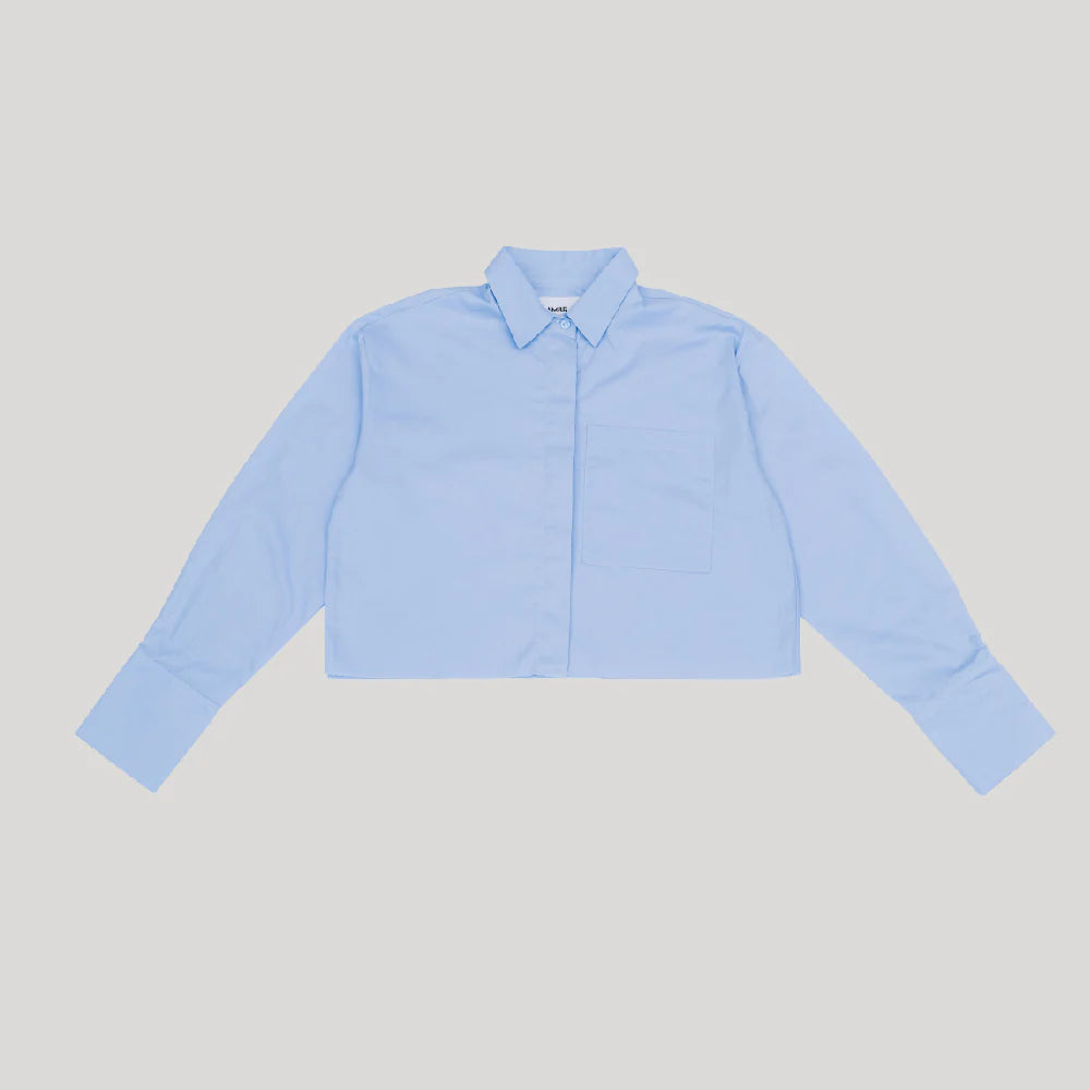 Hazel Crop Shirt Powder Blue - Ambra La Moda