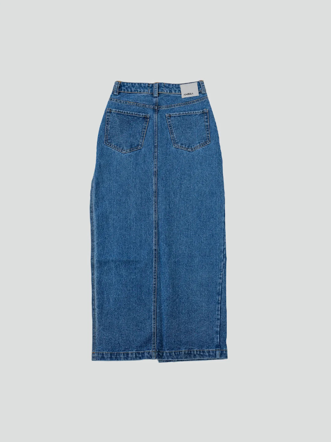 Jean Slit Denim Maxi Skirt Medium Blue - Ambra La Moda