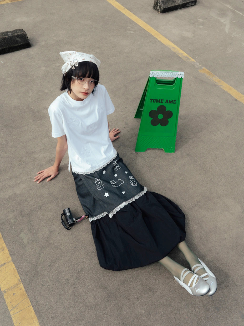 Runa Crop Tee White On White - Tome Ame