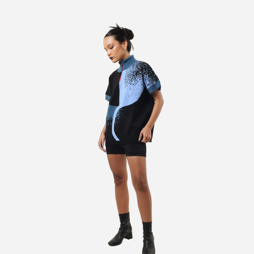 Shirley Turtle Knit Black Blue - Isoos Studios
