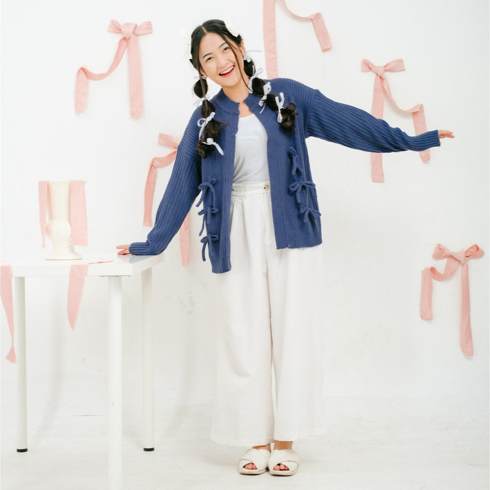 Ahyeon Ribbon Cardi Denim - Vintage House