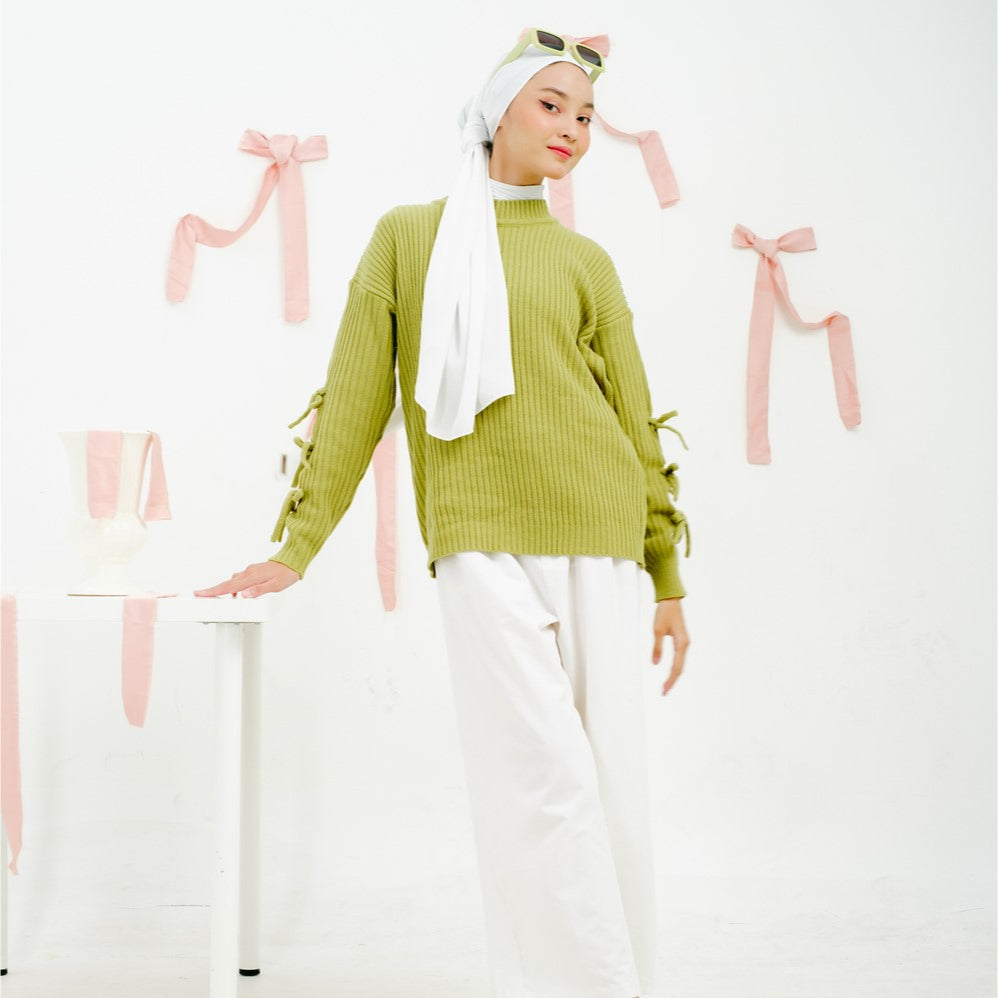 Chiquita Ribbon Sweater Avocado - Vintage House