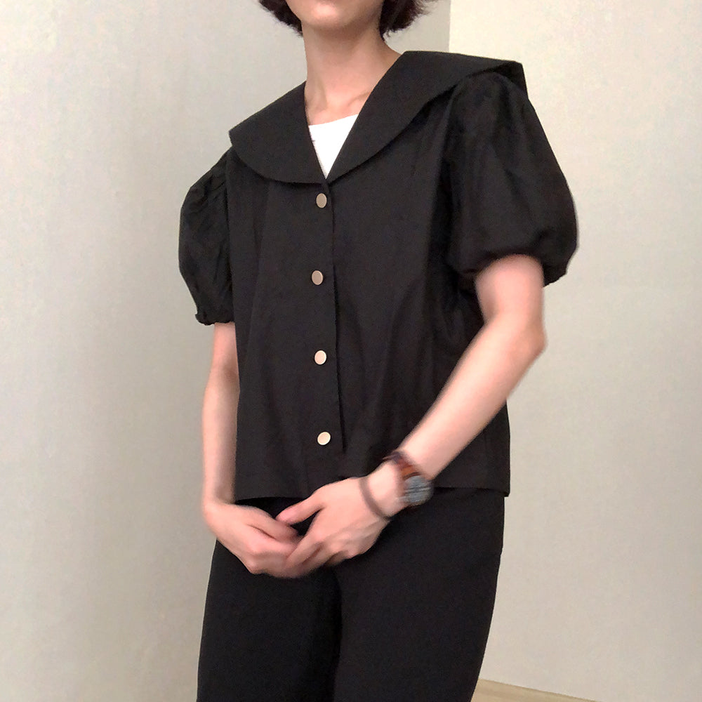 Noir Sailor Puff Shirt Black - Argyle & Oxford