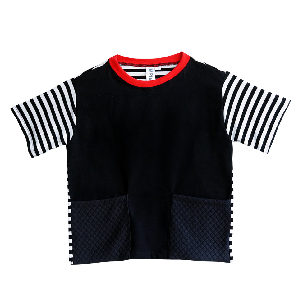Charcoal Building Block Stripe Tee - Mplayground