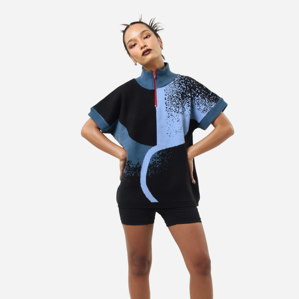 Shirley Turtle Knit Black Blue - Isoos Studios