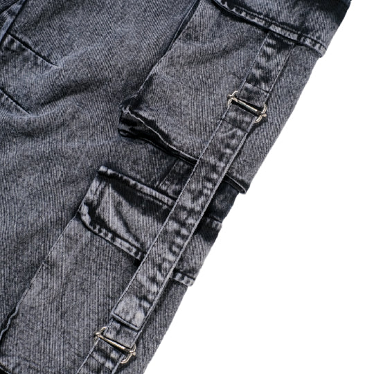 Dominic Denim Cargo Pants Grey Denim - Ambra La Moda