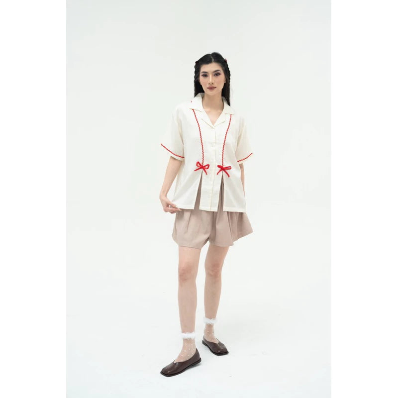 Mary Garnet Short Sleeve White - Curato Market