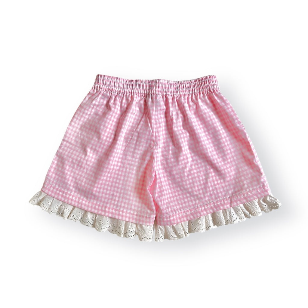 Gingham Lace Shorts Pink - Argyle & Oxford
