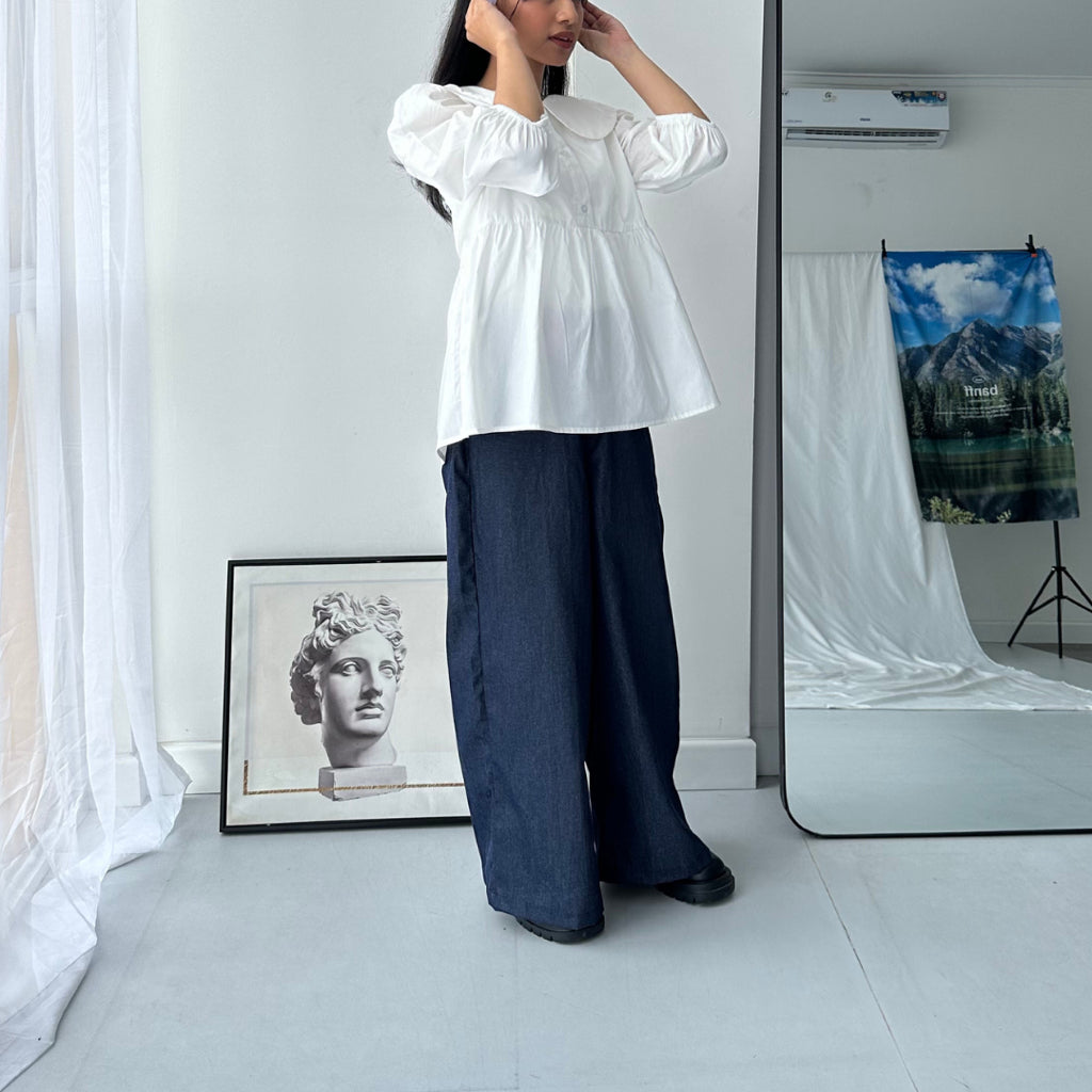 Scallop Chemise White Shirt - Tuff Puff