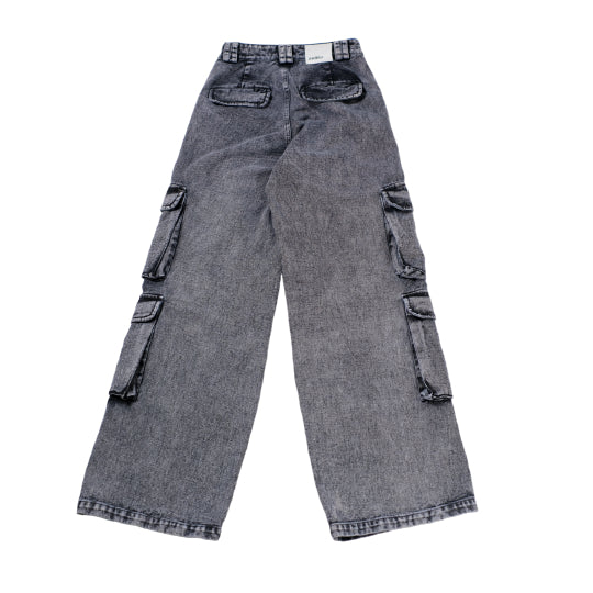 Dominic Denim Cargo Pants Grey Denim - Ambra La Moda