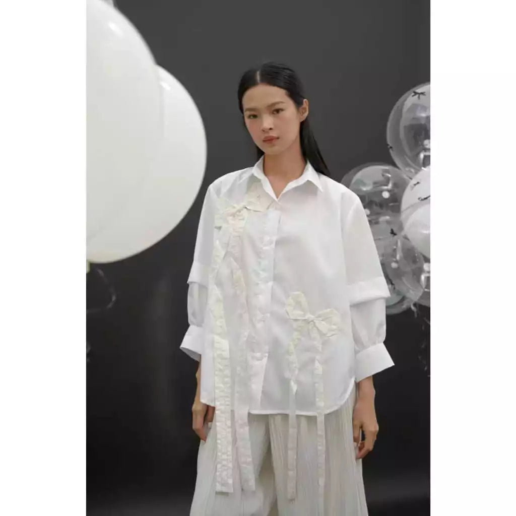 Bow Shirt - White Collar Concept