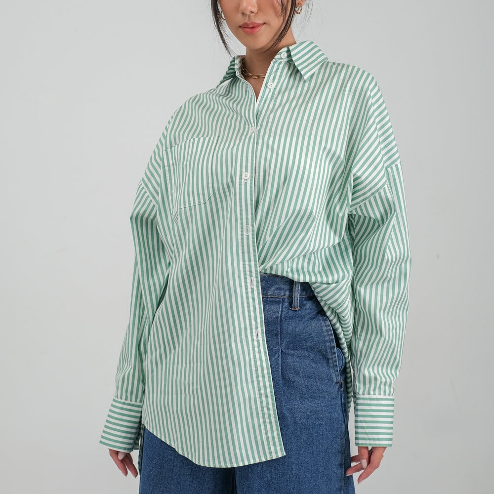 Cleo Oversize Shirt Torquise - Ambra La Moda