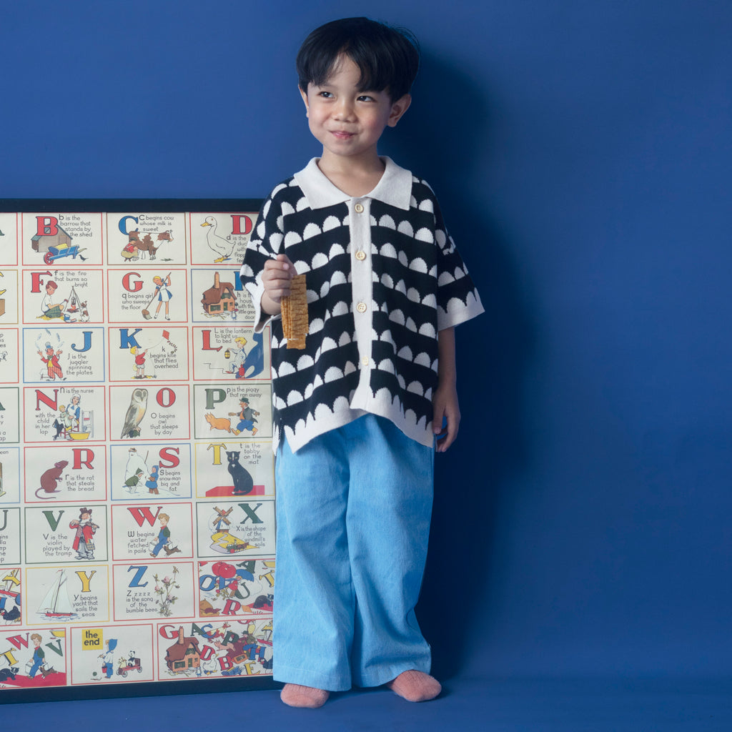 Sal Knit Shirt - Black Beige Retro Line - Sabine & Heem