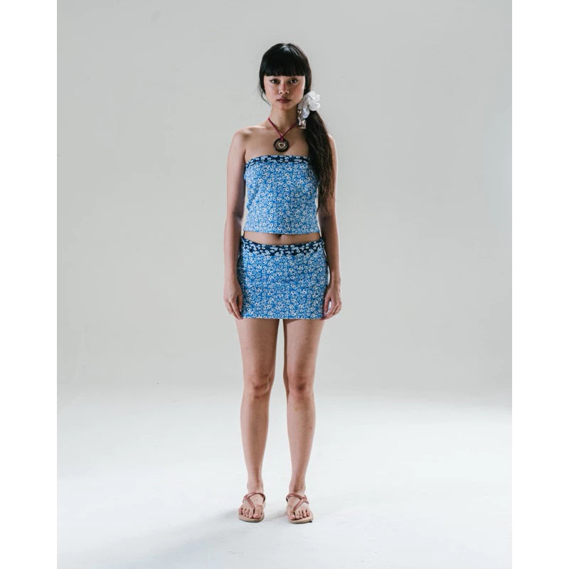 Flora Tube Top Blue Floral - Dear