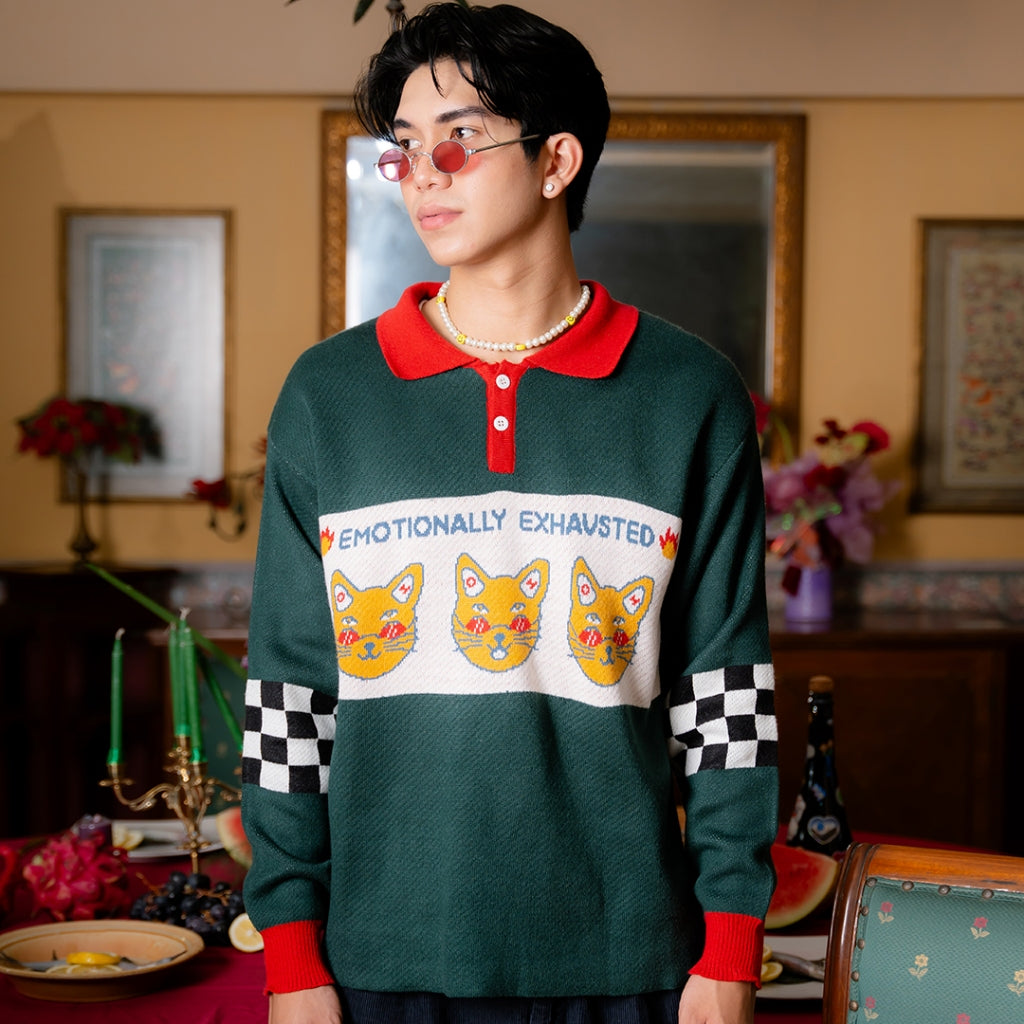 "Emotionally Exhausted" Knitted Sweater - Oh.Irv