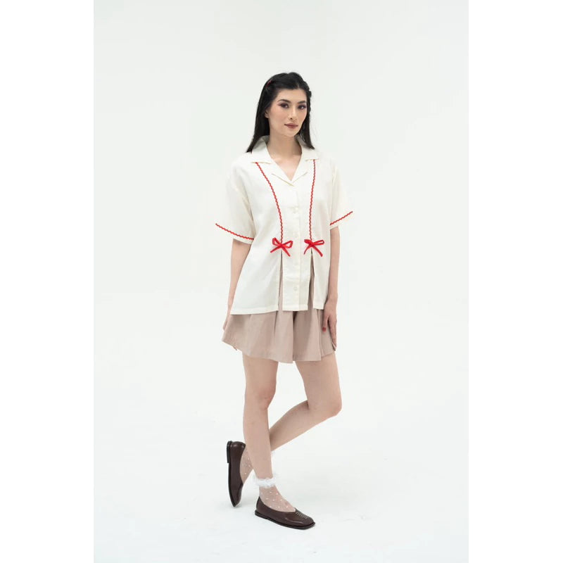 Mary Garnet Short Sleeve White - Curato Market