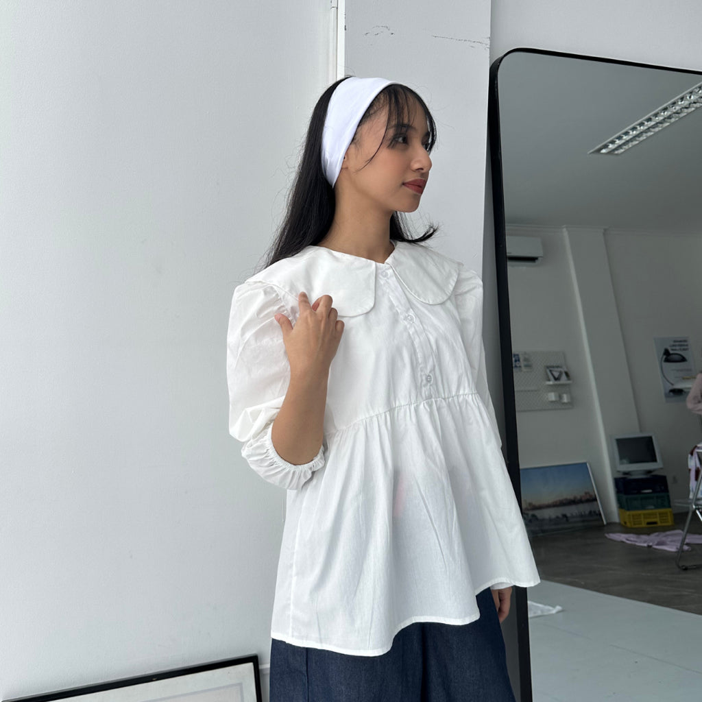 Scallop Chemise White Shirt - Tuff Puff
