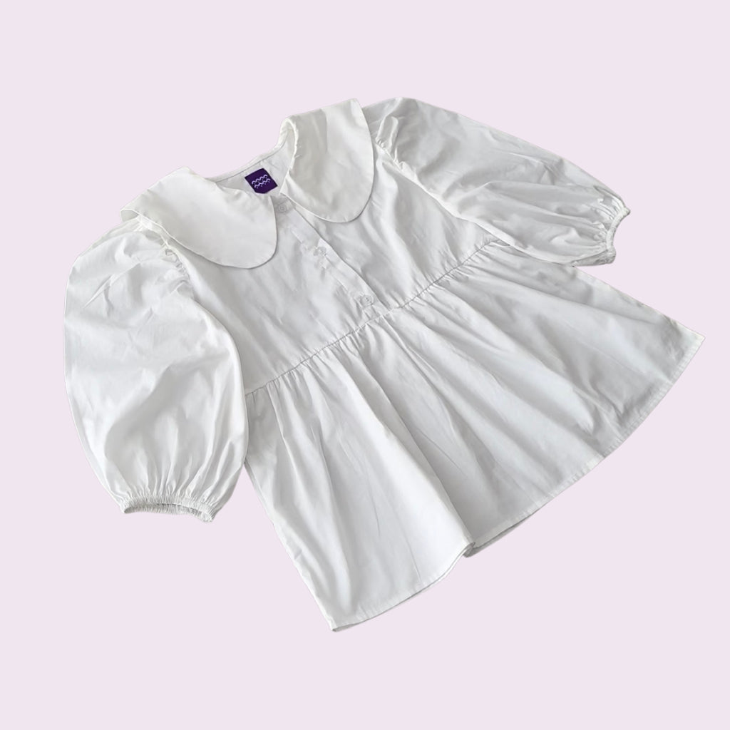 Scallop Chemise White Shirt - Tuff Puff