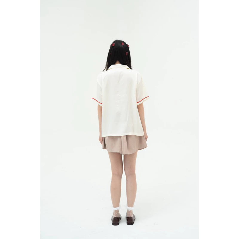 Mary Garnet Short Sleeve White - Curato Market