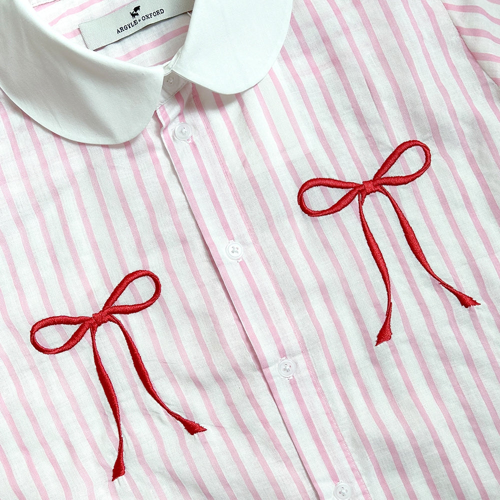 Ribbon Stripe Shirt Pink - Argyle & Oxford