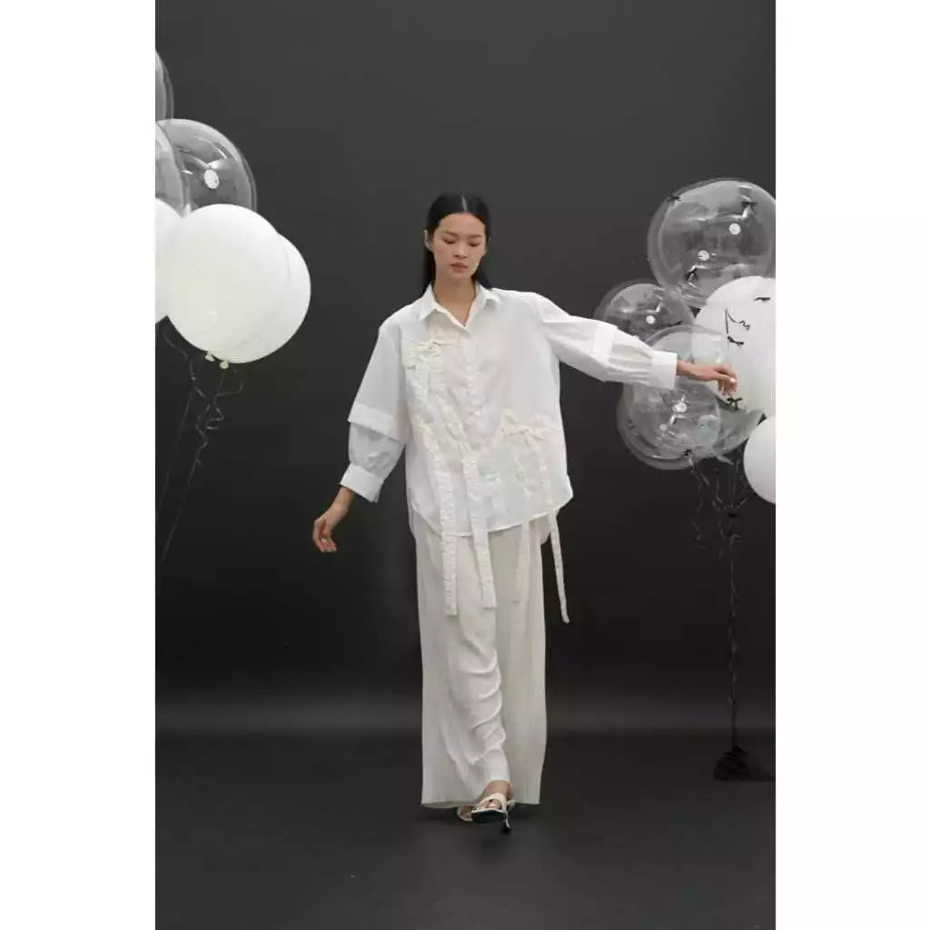 Bow Shirt - White Collar Concept