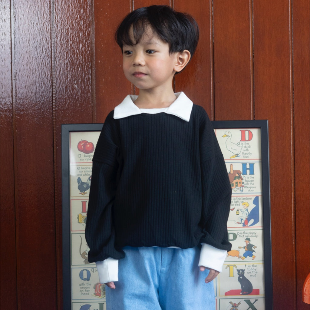 Bim Sweater Collar Ribbed Black - Sabine & Heem