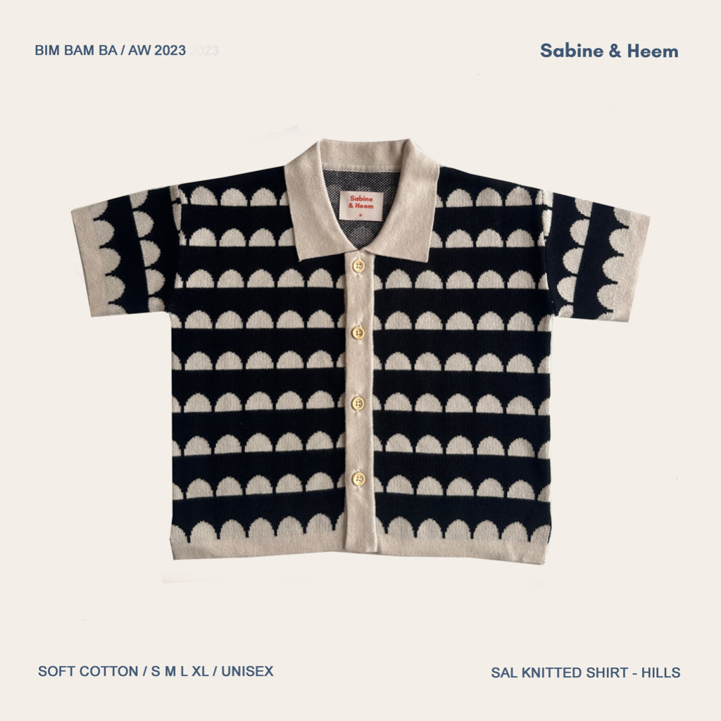 Sal Knit Shirt - Black Beige Retro Line - Sabine & Heem
