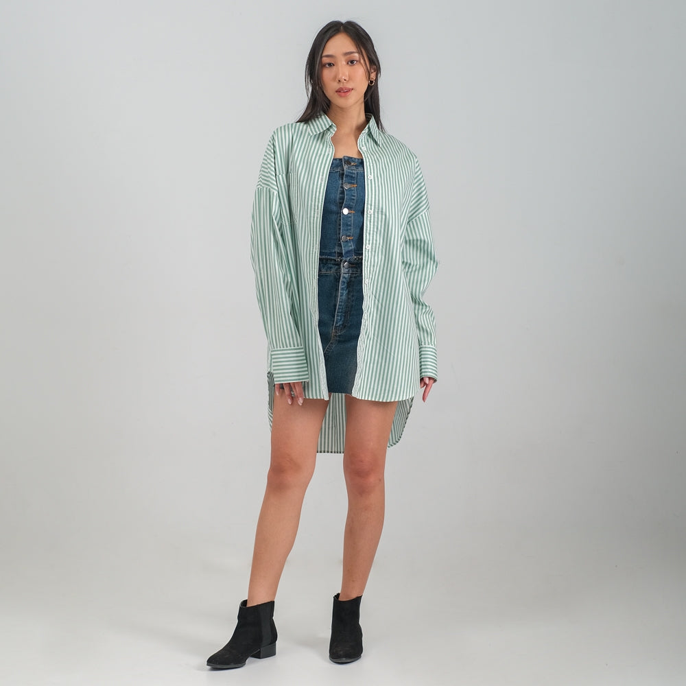 Cleo Oversize Shirt Torquise - Ambra La Moda