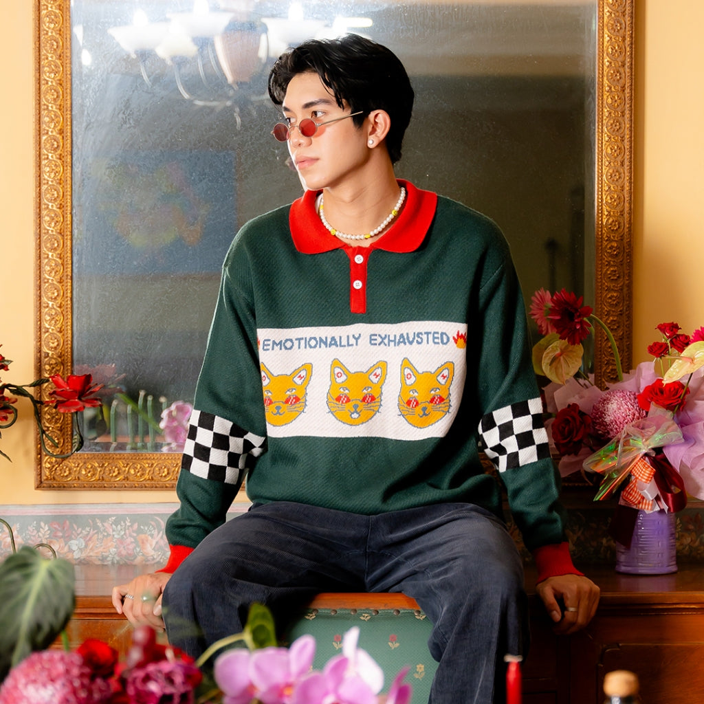 "Emotionally Exhausted" Knitted Sweater - Oh.Irv
