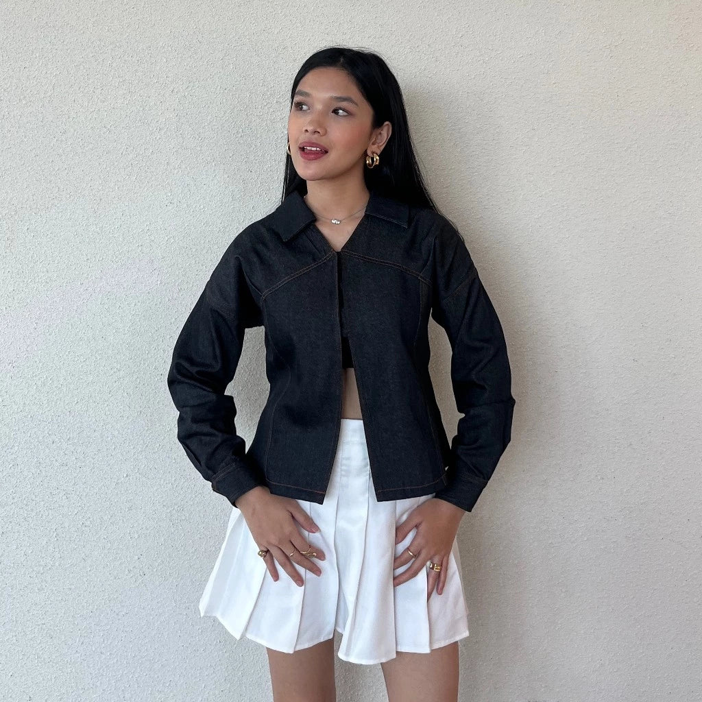Sylvy Fitted Denim Top Jacket - Bling It On