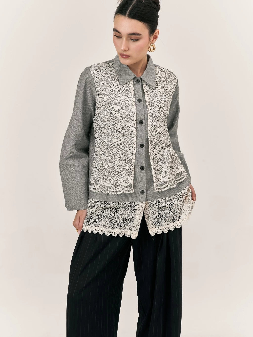 Giana Denim Shirt Brocado - Mine