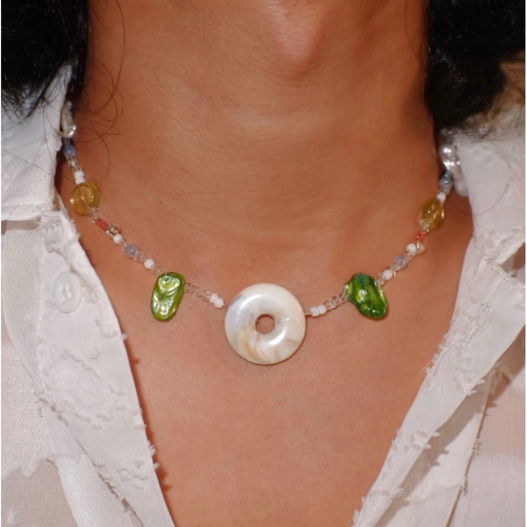 Roound Necklace White - Hoogy