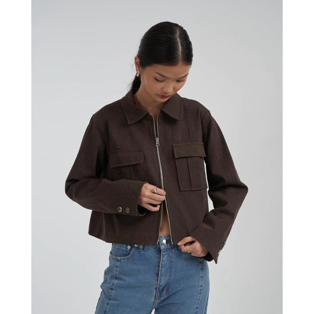 Damson Pleated Denim Jacket - Acheté de Nous
