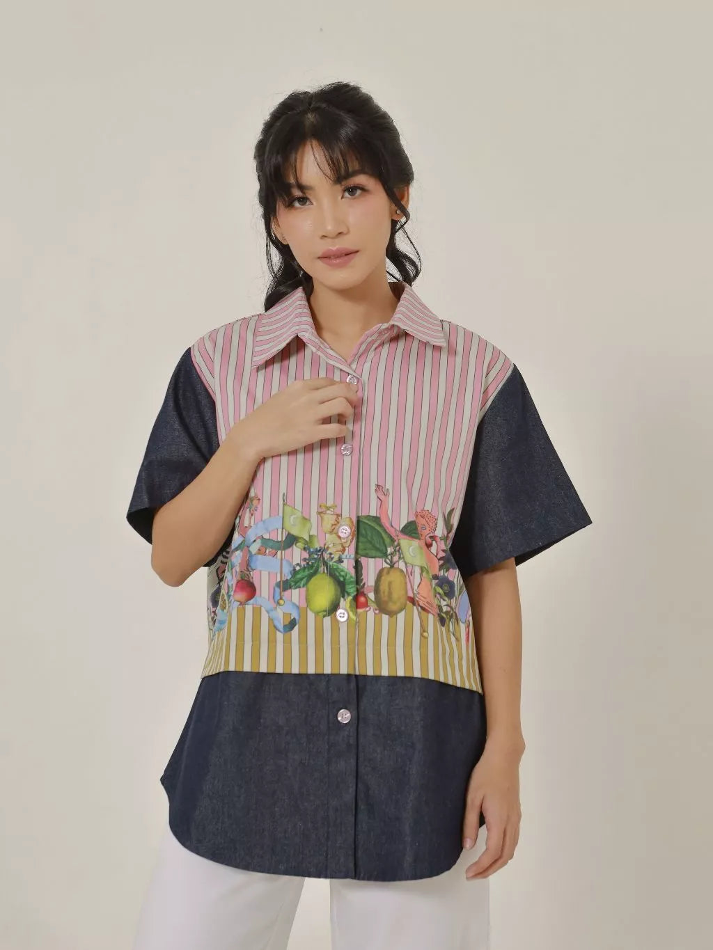 Lore Denim Shirt Adult Short Sleeve - LR Studio