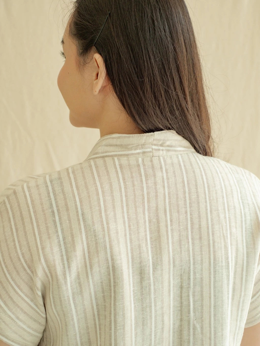 Kebaya Tali Kinasih - Salur Krem - Labuan Linen Wear
