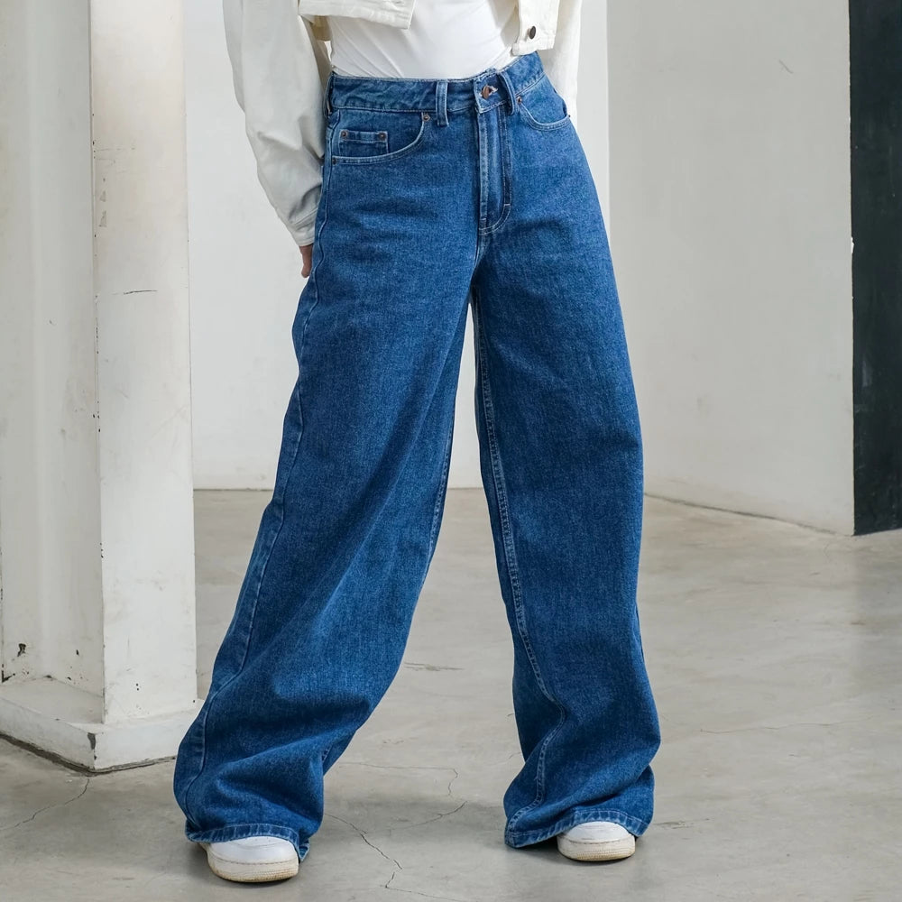 Aiden Denim Wide Leg Pants - Ambra La Moda