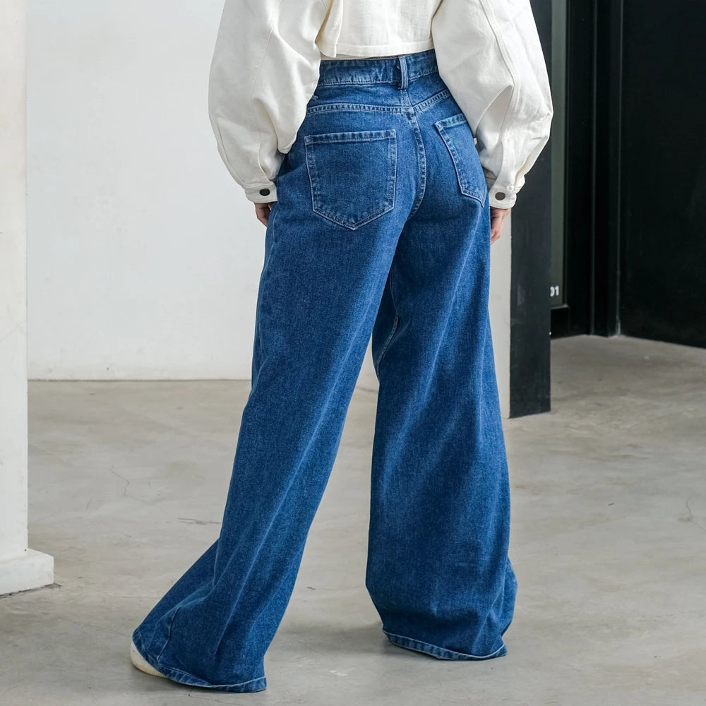Aiden Denim Wide Leg Pants - Ambra La Moda