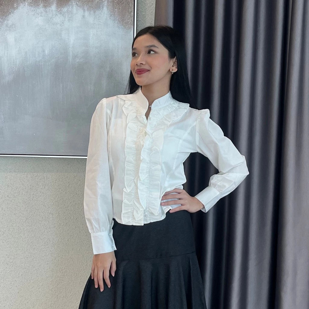 Selen Ruffle Long Top Shirt - Bling It On