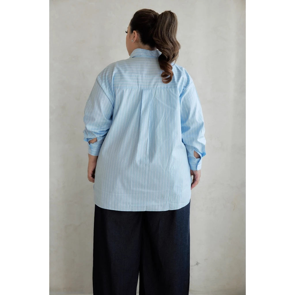 Mine Kind - Stuart Jumbo Shirt Baby Blue Stripes - Mine