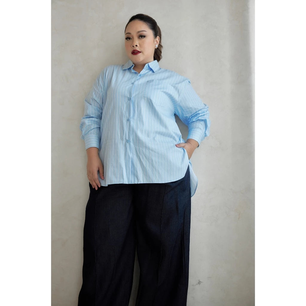 Mine Kind - Stuart Jumbo Shirt Baby Blue Stripes - Mine