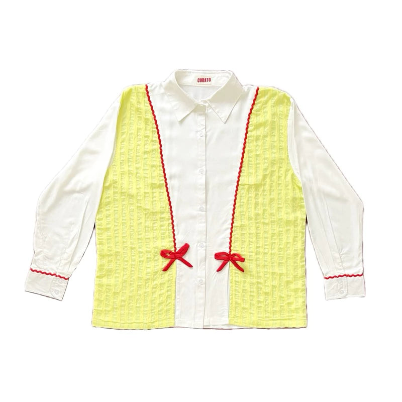 Macy Lime Shirt Longsleeve White - Curato Market