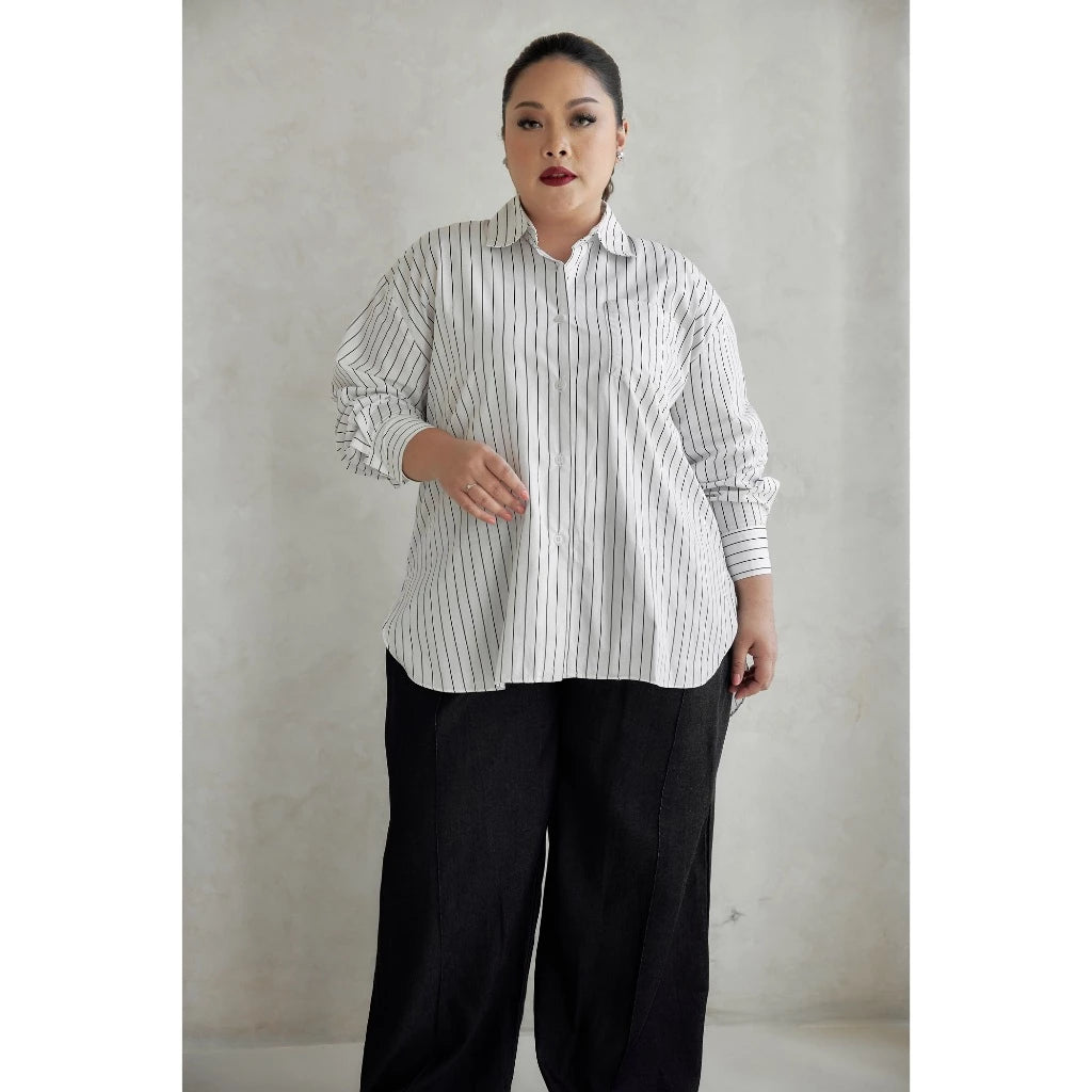 Mine Kind - Stuart Jumbo Shirt White Stripes - Mine